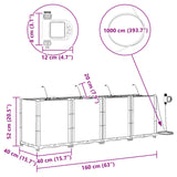 Vaso da giardino 4 pcs Grigio 160 x 40 x 52 cm Plastica