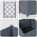 Vaso da Giardino con Trellis Grigio chiaro 40 x 40 x 143 cm PP