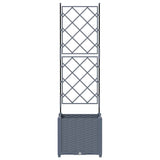 Vaso da Giardino con Trellis Grigio chiaro 40 x 40 x 143 cm PP