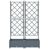 Vaso da Giardino con Trellis 2 pcs Grigio chiaro