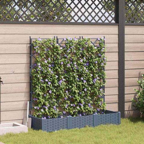 Vaso da Giardino con Trellis 3 pcs Grigio chiaro