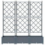 Vaso da Giardino con Trellis 3 pcs Grigio chiaro