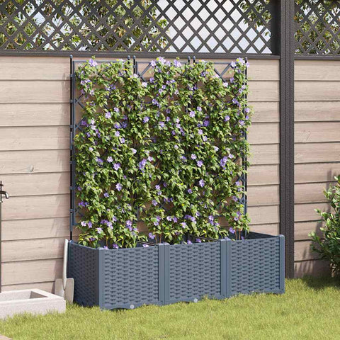 Vaso da Giardino con Trellis 3 pcs Grigio chiaro