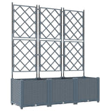 Vaso da Giardino con Trellis 3 pcs Grigio chiaro