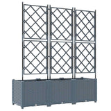 Vaso da Giardino con Trellis 3 pcs Grigio chiaro