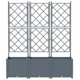 Vaso da Giardino con Trellis 3 pcs Grigio chiaro