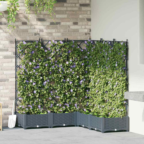 Vaso da Giardino con Trellis 5 pcs Grigio chiaro