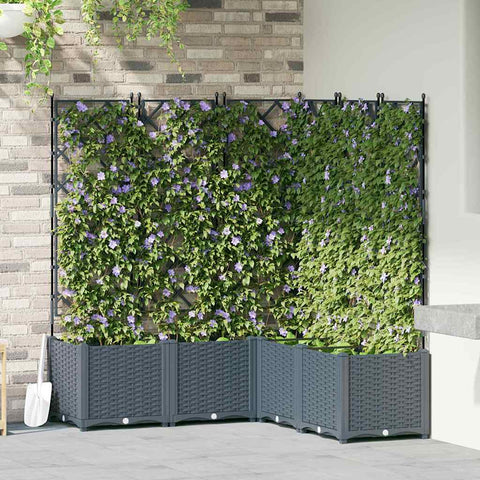 Vaso da Giardino con Trellis 5 pcs Grigio chiaro