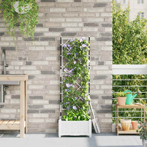 Vaso da Giardino con Trellis Bianco 40 x 40 x 125.5 cm PP