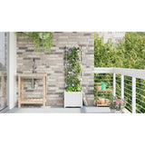 Vaso da Giardino con Trellis Bianco 40 x 40 x 143 cm PP