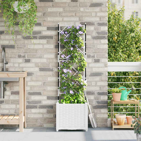 Vaso da Giardino con Trellis Bianco 40 x 40 x 143 cm PP