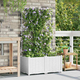 Vaso da Giardino con Trellis 2 pcs Bianco 80 x 40 x 143 cm PP