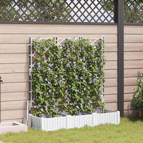 Vaso da Giardino con Trellis 3 pcs Bianco 120 x 40 x 125.5 cm