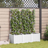 Vaso da Giardino con Trellis 3 pcs Bianco 120 x 40 x 143 cm PP