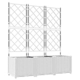 Vaso da Giardino con Trellis 3 pcs Bianco 120 x 40 x 143 cm PP
