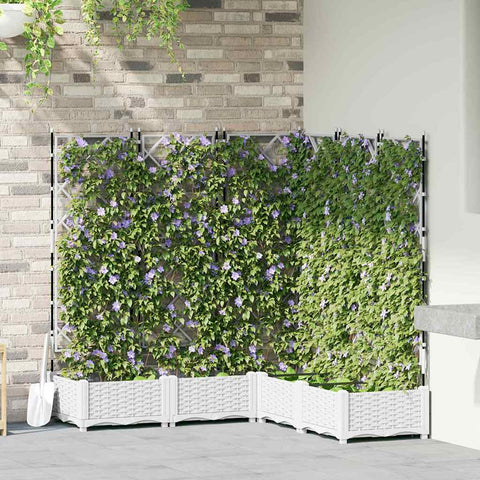 Vaso da Giardino con Trellis 5 pcs Bianco 120 x 120 x 125.5 cm