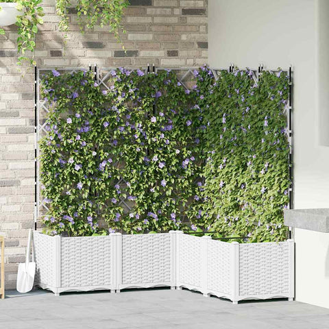 Vaso da Giardino con Trellis 5 pcs Bianco 120 x 120 x 143 cm PP