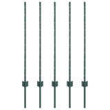 Palo della recinzione 5 pcs Verde 140 cm Acciaio