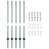 Palo della recinzione 5 pcs Verde 140 cm Acciaio