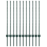 Palo di recinzione incorporato per esterni 11 pz Verde 140 cm