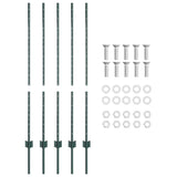 Palo della recinzione 5 pcs Verde 120 cm Acciaio