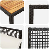 Set da Pranzo per Giardino 3 pcs Nero polyrattan