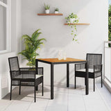 Set da Pranzo per Giardino 3 pcs Nero polyrattan