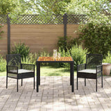 Set da Pranzo per Giardino 3 pcs Nero polyrattan