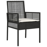 Set da Pranzo per Giardino 3 pcs Nero polyrattan