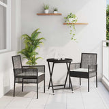 Set Bistro da Giardino 3 pcs Nero polyrattan
