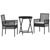Set Bistro da Giardino 3 pcs Nero polyrattan