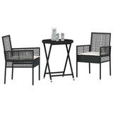 Set Bistro da Giardino 3 pcs Nero polyrattan