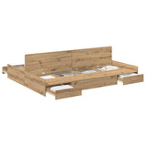 Struttura letto con contenitore Rovere artigianale 135 x 190 cm