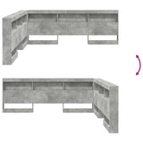 Testata contenitore Grigio cemento 180 cm Legno truciolato
