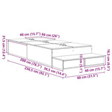 Struttura letto con contenitore con cassetto Rovere Nero 80 cm