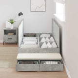 Struttura letto con contenitore Grigio cemento 80 cm