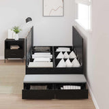 Struttura letto con contenitore con cassetto Rovere Nero 100 cm