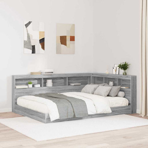 Letto Libreria Grigio sonoma 160 x 200 cm Legno truciolato