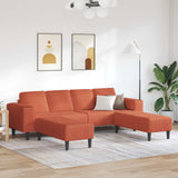 Divano Rosso Arancio 250 x 188 x 76 cm Tessuto in Cords