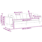 Divano Crema 250 x 77 x 76 cm Velluto