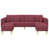 Divano con cuscino 3 pcs Rosso Vino Tessuto