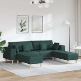 Divano con cuscino 3 pcs Verde Scuro Tessuto