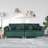 Divano con cuscino 3 pcs Verde Scuro Tessuto