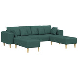 Divano con cuscino 3 pcs Verde Scuro Tessuto