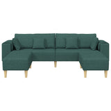 Divano con cuscino 3 pcs Verde Scuro Tessuto