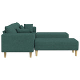 Divano con cuscino 3 pcs Verde Scuro Tessuto
