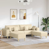 Divano con cuscino 3 pcs Crema Tessuto