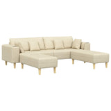 Divano con cuscino 3 pcs Crema Tessuto