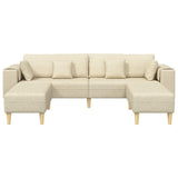 Divano con cuscino 3 pcs Crema Tessuto