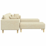Divano con cuscino 3 pcs Crema Tessuto